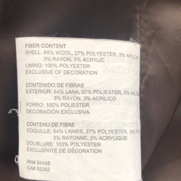 Esprit Olive Green Heavy Hooded Wool Blend Winter Coat - Picture 9 of 9